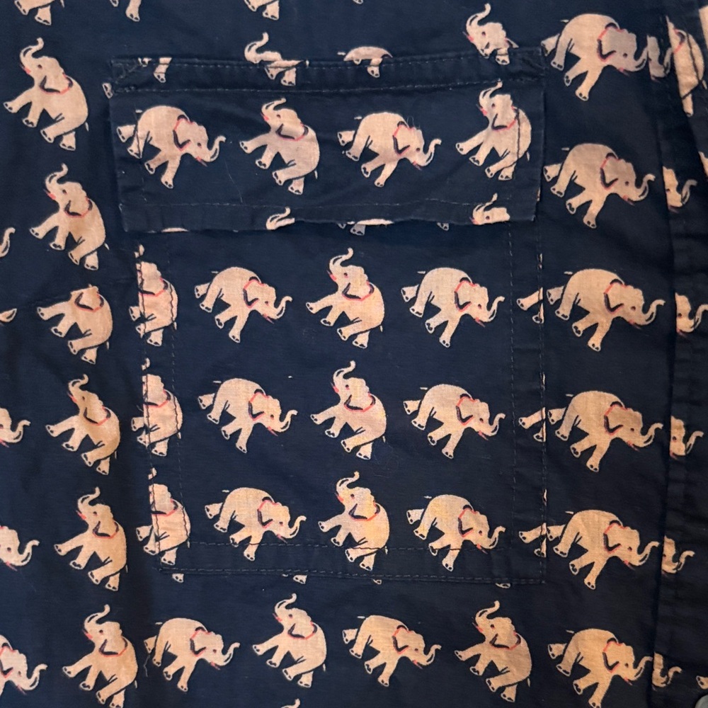 GAP Dark Blue Cotton Long Sleeve Pullover Shirt with Pink Elephant Print - Picture 3 of 13